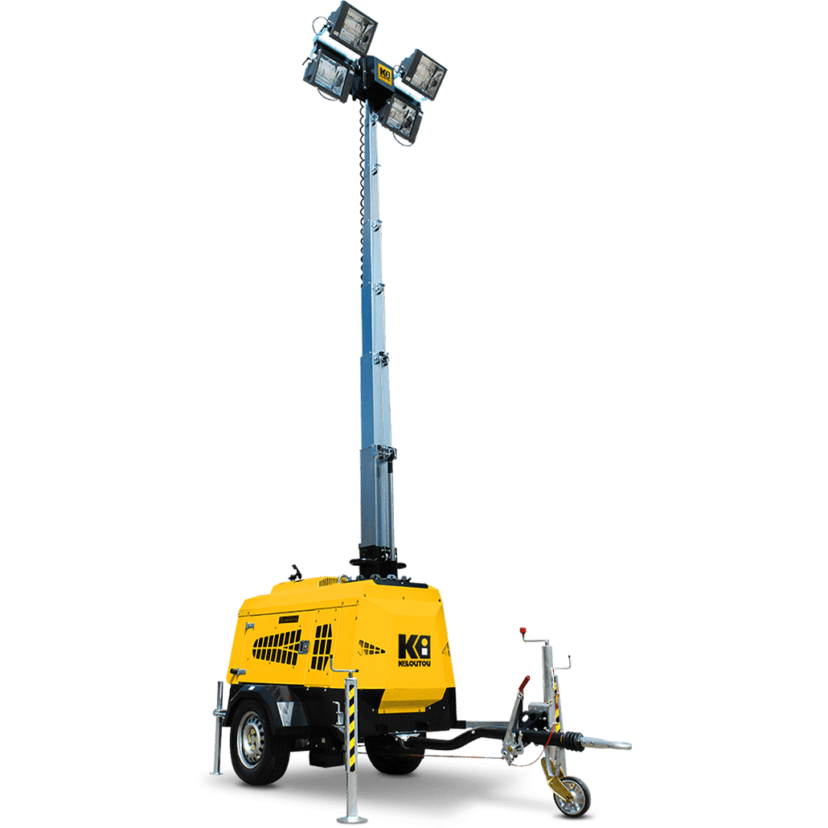 Lichtmast auf Anhänger – 4 x 1000 W – 7,00 m