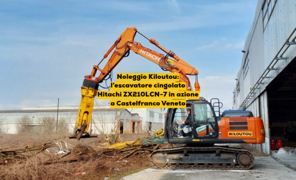 Noleggio Kiloutou: l’escavatore cingolato Hitachi ZX210LCN-7 in azione a Castelfranco Veneto