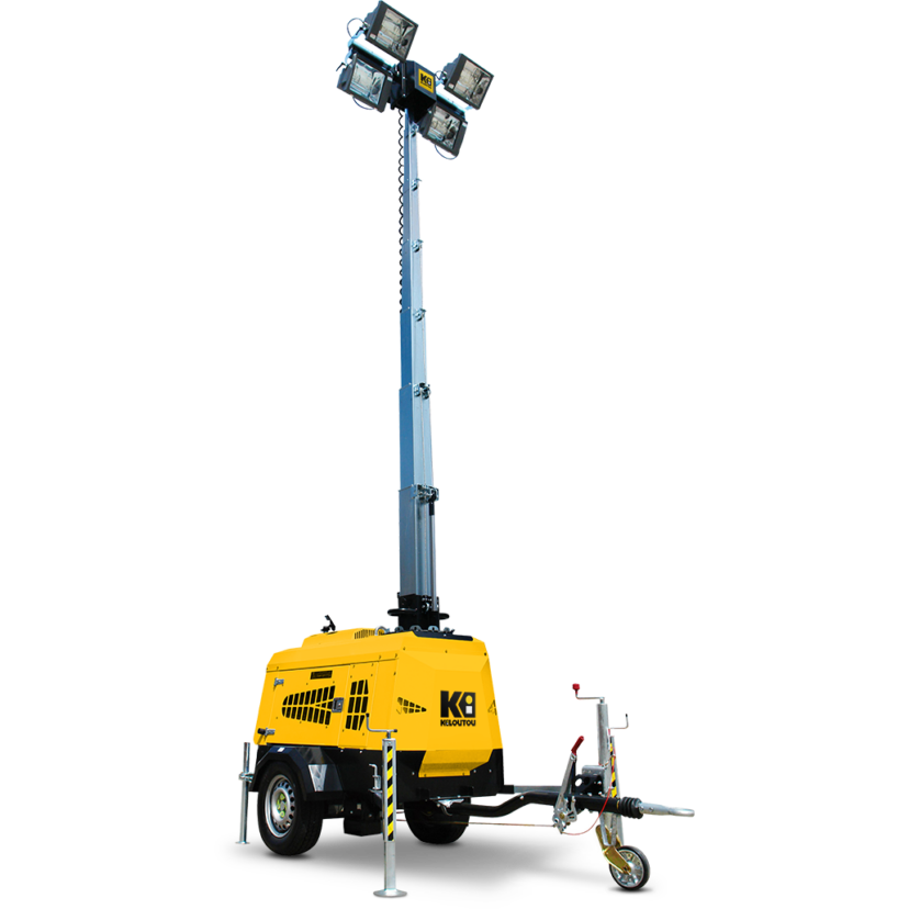 Maszt oświetleniowy halogenowe z agregatem –  4 kW – 3800 m²