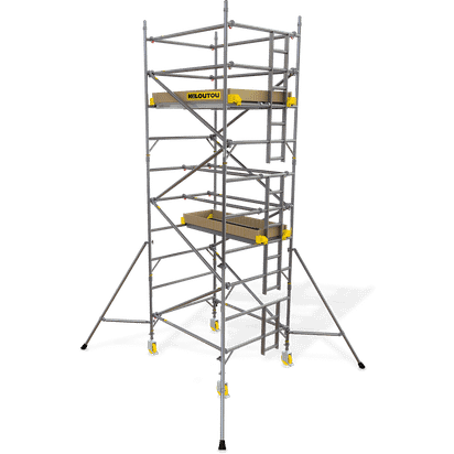 Andamio de aluminio ancho con ruedas – 9,20 m – 5 plataformas – 1,85 × 1,35 m