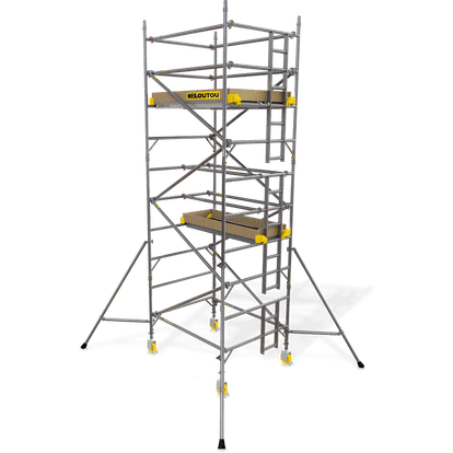 Andamio de aluminio ancho con ruedas – 4,20 m – 2 plataformas – 1,85 × 1,35 m