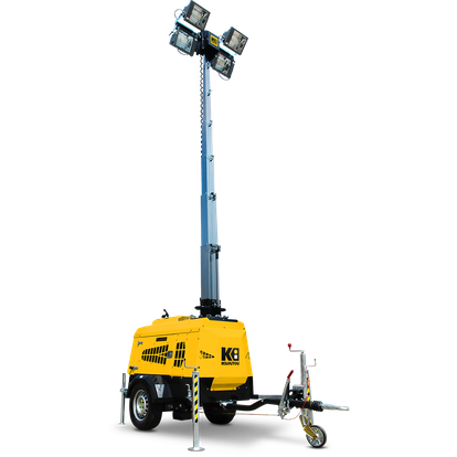 Torre de iluminación de halogenuro metálico con remolque – 4 x 1000 W – 3800 m²