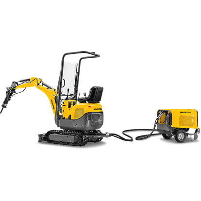 Micro-excavadora bi-energía con toldo sobre orugas – 0,90 t